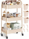 Osivaex Beige 3 Tier Rolling Cart Metal on Wheels, Three Tiered Storage Organizer