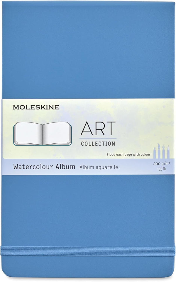 Moleskine Art Watercolor Album, Large, Plain, Hard Cover, Cornflower Blue (5 x 8.25)