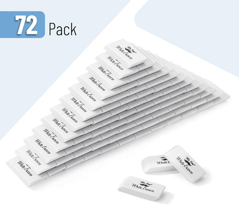 Mr. Pen 72 Pack White Pencil Erasers, Large Block Erasers for School, Rubber Erasers Bulk