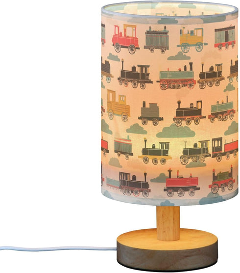 Vozoza Steam Train Retro LED Table Lamp with USB Port Night Light Bedroom Lamps for Nightstand Living Room Dorm Home