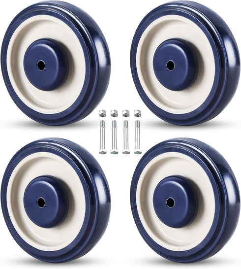 4 Pack Shopping Cart Replacement Wheels Kit 5-inch Diameter Wheels with Axles