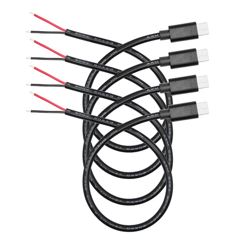 USB C to 2 Pin Bare Wire Open End Power Cable 11inch,