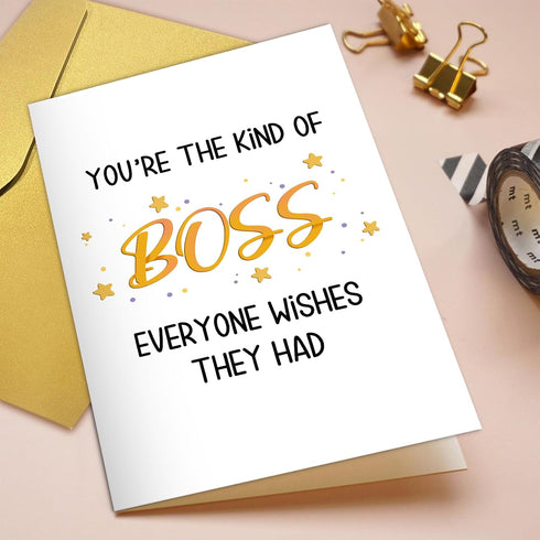 Qiliji Funny Birthday Card for Boss Manager, Thank You Card for Bosses, Bosses Day Card for Men Women, You're The Boss