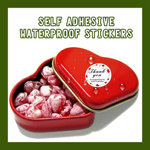 Jxuane 200 1.5 Inch Pcs Thank You Labels, Red Heart Pattern Thank You Stickers for Small Business, Self-Adhesive