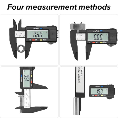 Electronic Digital Caliper, Plastic Vernier Measuring Tool with Extra Large LCD Screen, 0-6 Inch/150 mm