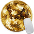 Smooffly Gold Disco Ball Round Mouse Pad, Cute Sequin Mouse Pad, Disco Coaster for Computers and Laptops
