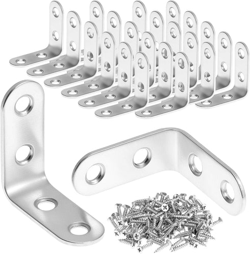 QWORK 24 Pcs Stainless Steel Corner Braces 1.57 x 1.57 Inch Heavy