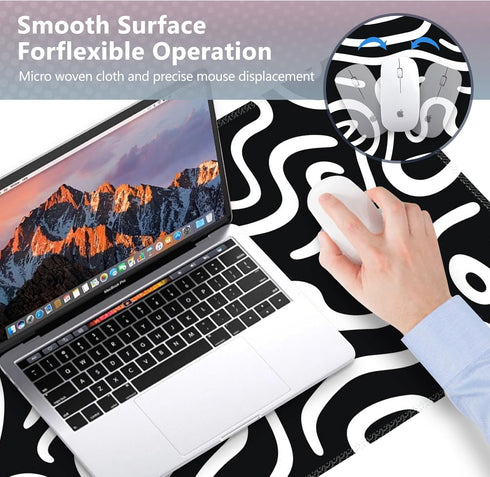 Large Gaming Mouse Pad Set: 4 in 1 Extended Desk Mat with Wrist Rest Pad, Non-Slip Protector for Home Office-Topographic