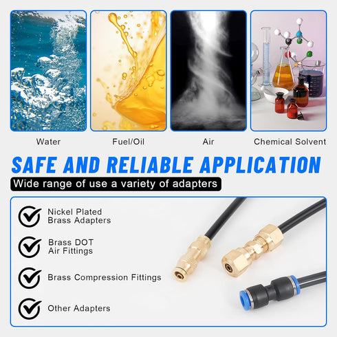 Air Line Tubing Kit: DOT 1/4 Inch OD 50 Feet with 15 Pcs Nylon Hose Tubing and Accessories