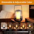 Dimmable Black Touch Table Lamp with Dynamic Flame Effect - Portable, Rechargeable Bedside Lamp, Tap for Flickering
