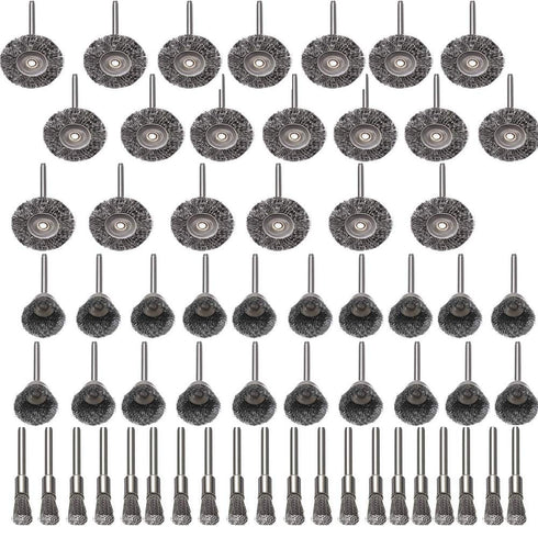 Rocaris 60 Pcs Wire Brushes Set, Steel Wire Wheels Pen Brushes Kit for Rotary Tool Accessories