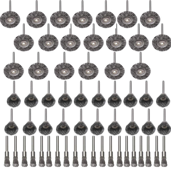 Rocaris 60 Pcs Wire Brushes Set, Steel Wire Wheels Pen Brushes Kit for Rotary Tool Accessories