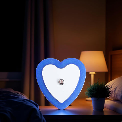 Rosojodg Lights(0.5W) Blue Plug-in Auto Sensor Control LED Night Light Lamp Bedroom Hallway Heart Shaped Night