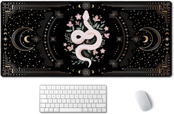 Large Boho Snake Witch Mouse Pad, Waterproof Gaming Desk Mat for Women Girls, 35.5" x 15.7"