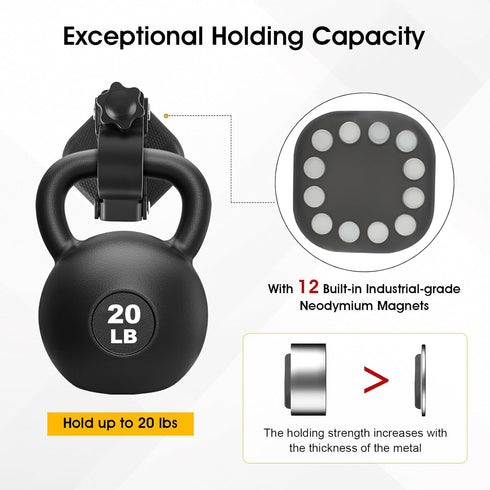 2 Pack Heavy Duty Magnetic Shovel Holder for Truck, No-Drill Strong Metal Magnet Hook Mount Rack for Flag, Paddle