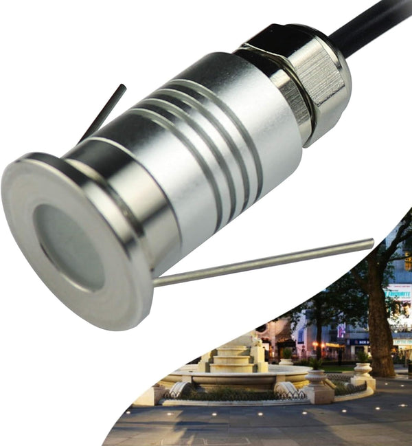 LED Mini In-Ground Well Light, 1W 12V DC, 120 Wide Beam Angle, IP67 Waterproof, Warm White-3000K