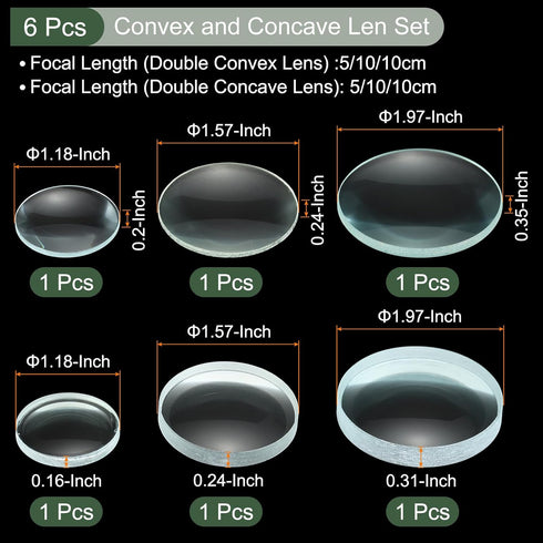 YOKIVE 6 Pcs Double Lens, Clear Glass Optical Lenses, 5/10cm Focal Length for Telescope and Photography