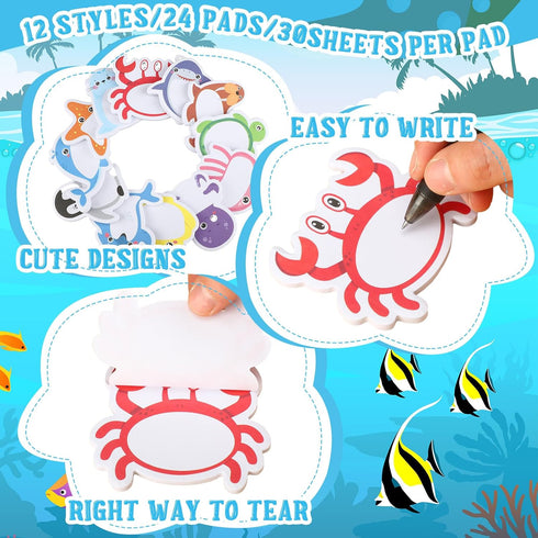 Yinder 24 Pads Cute Sticky Notes, Cartoon Kawaii Sticky Notes for Office Home Kids Students Roommates