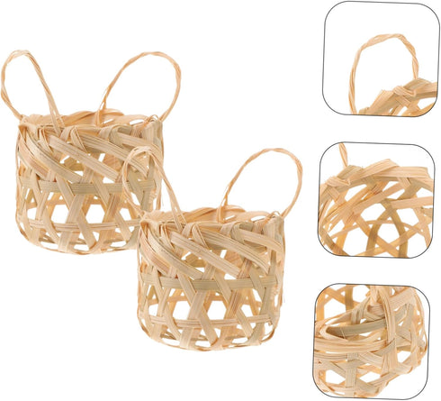 2pcs PRETYZOOM Rustic Bamboo Lampshades Woven Pendant Light Covers Lightweight and Household Lamp Shades for Table