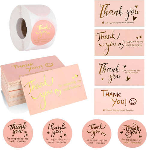 DONQTWAY 600 Pieces Thank You for Supporting My Small Business Stickers and Cards