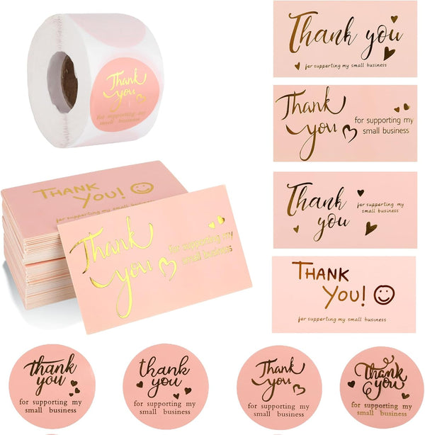 DONQTWAY 600 Pieces Thank You for Supporting My Small Business Stickers and Cards