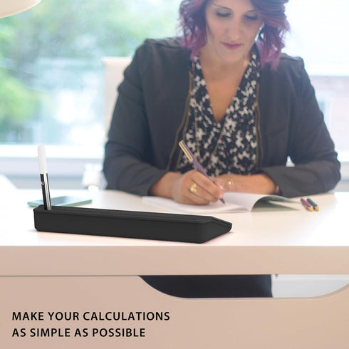 TOWON Desktop Glass Whiteboard with Basic Calculator, 12 Digit LCD Display, Desk Organizers for Office, Home, School