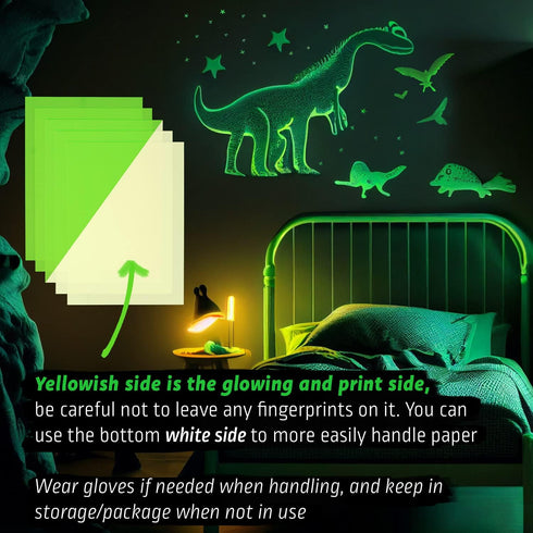 CISinks 5 Sheets A4 Glow In The Dark Photo Printing Paper, 10-12 Hour Rechargeable Luminous Film, 170 Micron