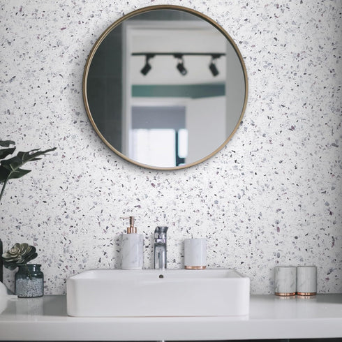 Decoroom Marble Contact Paper for Countertops, Self Adhesive Waterproof White Granite Wallpaper, Peel and Stick Vinyl
