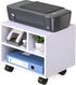 FITUEYES Under Desk Printer Stand - Mobile Small Printer Table with 3 Storage Organizer Compartments, White