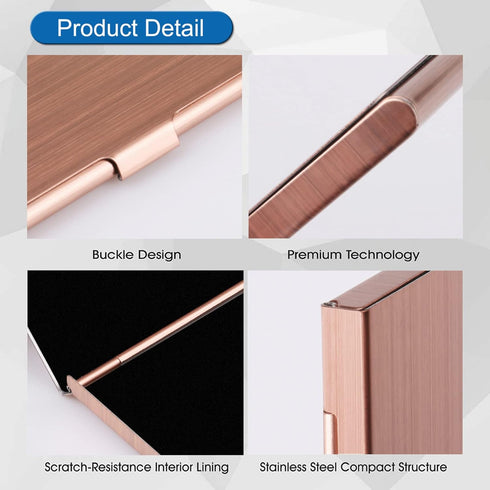 Slim Business Card Holder, Pocket Metal Case for Men & Women, Professional Stainless Steel Business Card Holders, Rose