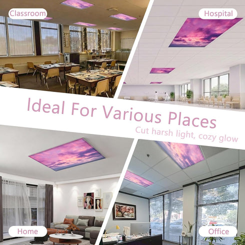 CASYUNE 6pcs 4 2 (Sunset Fluorescent Light Covers - Light Covers for Ceiling Lights Classroom Magnetic Light Filters