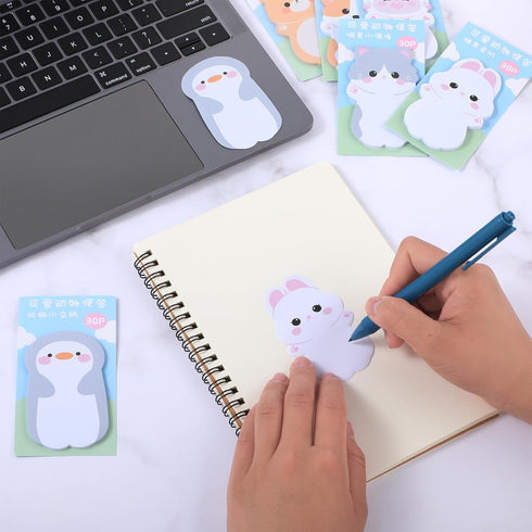 Cute Self Stick Notes, 6 Pack Cartoon Animal Sticky Note Kawaii Markers Flags Memo Pads Small Sticky Memo Pad Dog Cat Rabbit Bear Shape 8x5cm/3.2x2in 180 Sheets by Amaxiu
