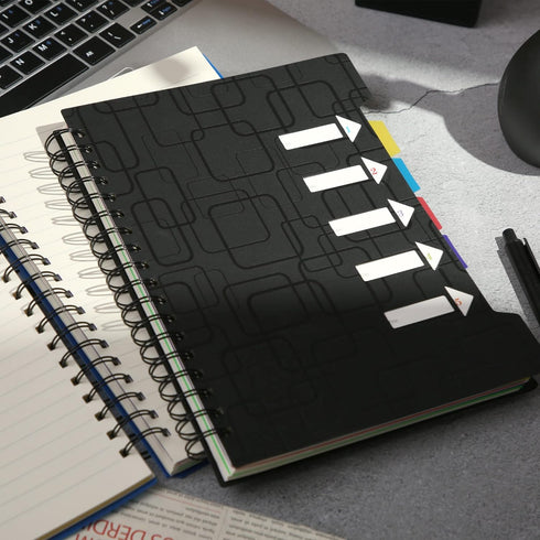 CAGIE 2 Pack Spiral Notebook for Work, 5 Subject Notebook with Dividers Tabs, A5 Spiral Bound Journal for School Office