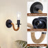 KUAUGST E26 (Bulb Black Rustic Wall Sconces, Retro Industrial Wall Lamps, Hemp Rope Wall Lamp, Lamp Holder, Suitable