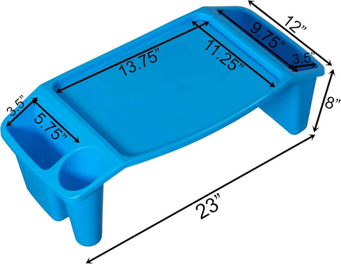 Basicwise Activity Desk Table with Built-in Cup Holder & Storage Compartments Multipurpose Lap Tray for Home Learning