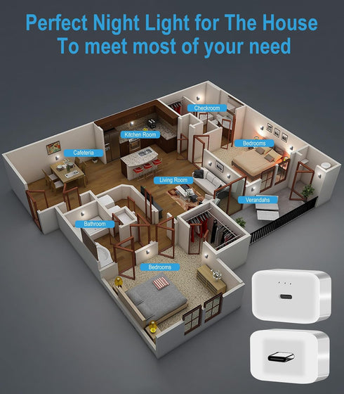 2-Pack 130LM, 3000K LED Nightlights Plug in Wall Voice AI Activated with USB Charging Port, White Night Lights for Kids