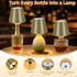 3 Dimmable, 5H 48H Rechargeable Wireless Bottle Lamp - Color Stepless Metallic Gold Lampshade, Bright Light or Soft