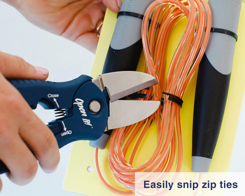 Zibra Open-It! All-In-One Multi Tool with Heavy-Duty Scissors, Box Cutter, Screwdriver, and Package Opener in Blue