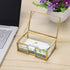 Hipiwe Glass Business Card Holder with Lid, Desktop Name Card Display Box Organizer, Gold Metal Container for Office