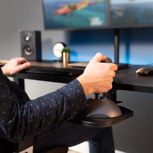 VIVO 360 2 inch MOUNT-MS01B Clamp-on Wooden Mouse Pad Holder Platform, Adjustable Under Desk Rotating Tray Rest