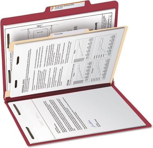 Smead Classification Folder, Letter Size, 2/5 Right of Center, 1 Divider, Red, 10 Per Box