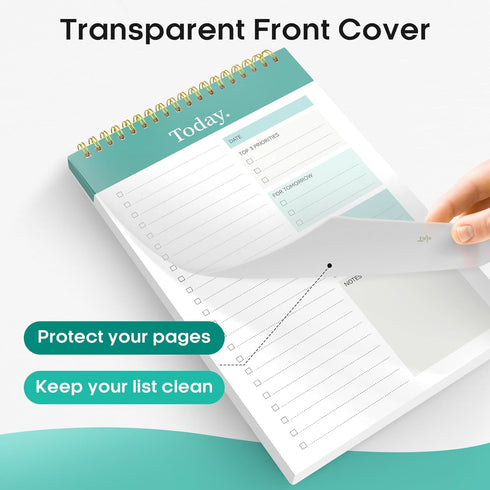 To Do List Pad, Notebook for Work with 52 Sheets, Undated Daily Planner for Daily Tasks and Goal Setting, Suitable for