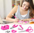 Hot Pink Desk Accessory Kit, Cute Office Supplies Set with Stapler, Remover, Hole Punch, Tape Dispenser, Scissors