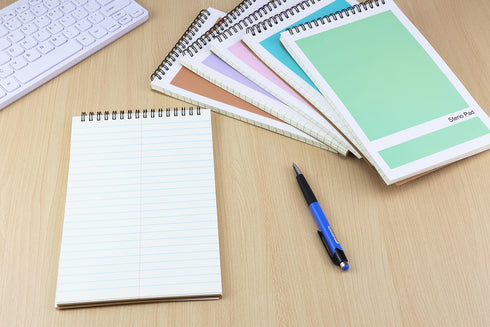 Steno Pad, 6 Pack Top Spiral Notepads, 6" x 9", 80 Sheets, Gregg Rule for Writing Notes in School and Office