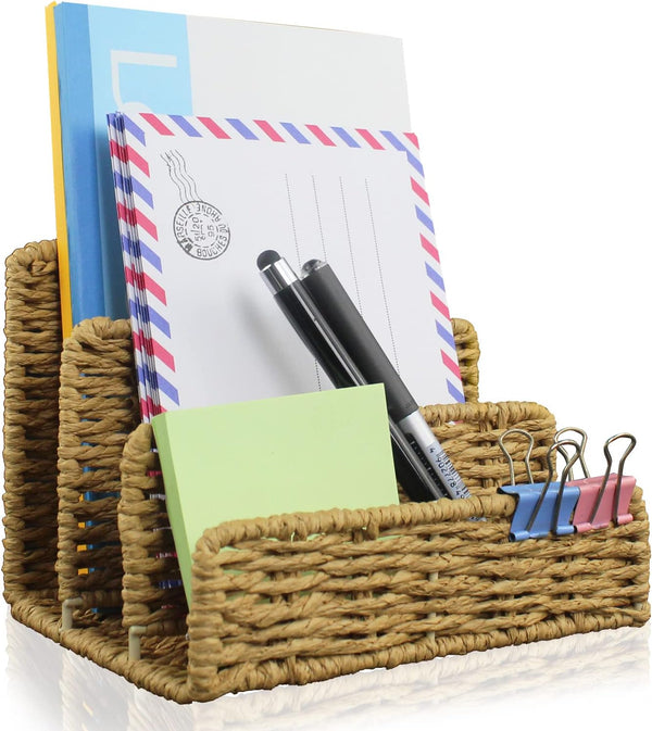 IMAYLLA Desk Mail Organizer - Small File Holders, Document Filing Folders, Paper Organizer for Office Desk Accessories