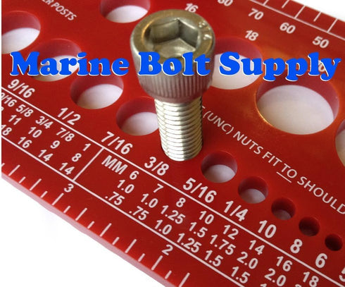 Nut, Bolt & Screw Gauge, Standard & Metric Coarse & Fine Diameter, Length & Thread Pitch