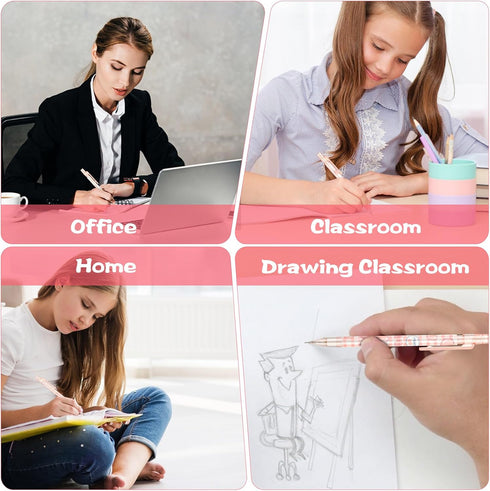 Pink Peach Mechanical Pencil Set, 4pcs Cute Mechanical Pencils with 0.5MM Refills & Top Erasers for School Supplies