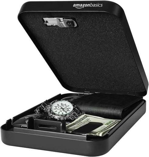 Amazon Basics Portable Security Case Lock Box Safe with Combination Lock for Documents, Valuables and Personal Items