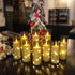 Set 12 Da by Flameless Candles with Recessed String Light, Battery Operated Candles, Acrylic LED Pillar Candles