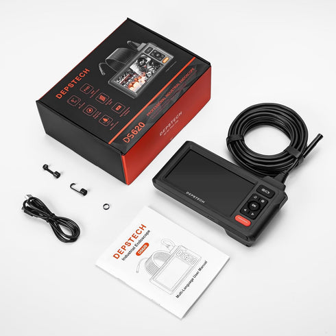 DEPSTECH 1080P 5" 16.5FT Dual-Lens Endoscope Camera with Light, HD Borescope with IPS Screen, Flexible Sewer Plumbing